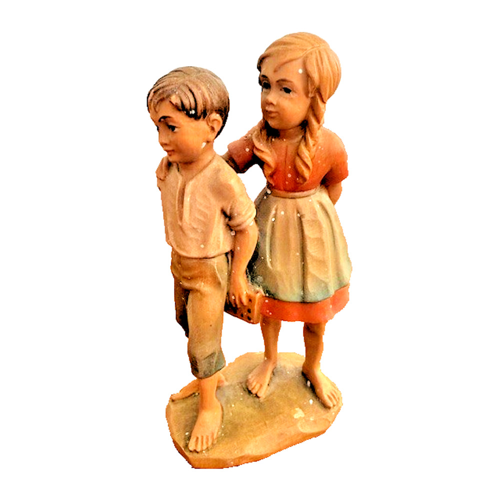 Vintage ANRI Carved Wood Figurine Hansel and Gretel Boy & Girl Italy